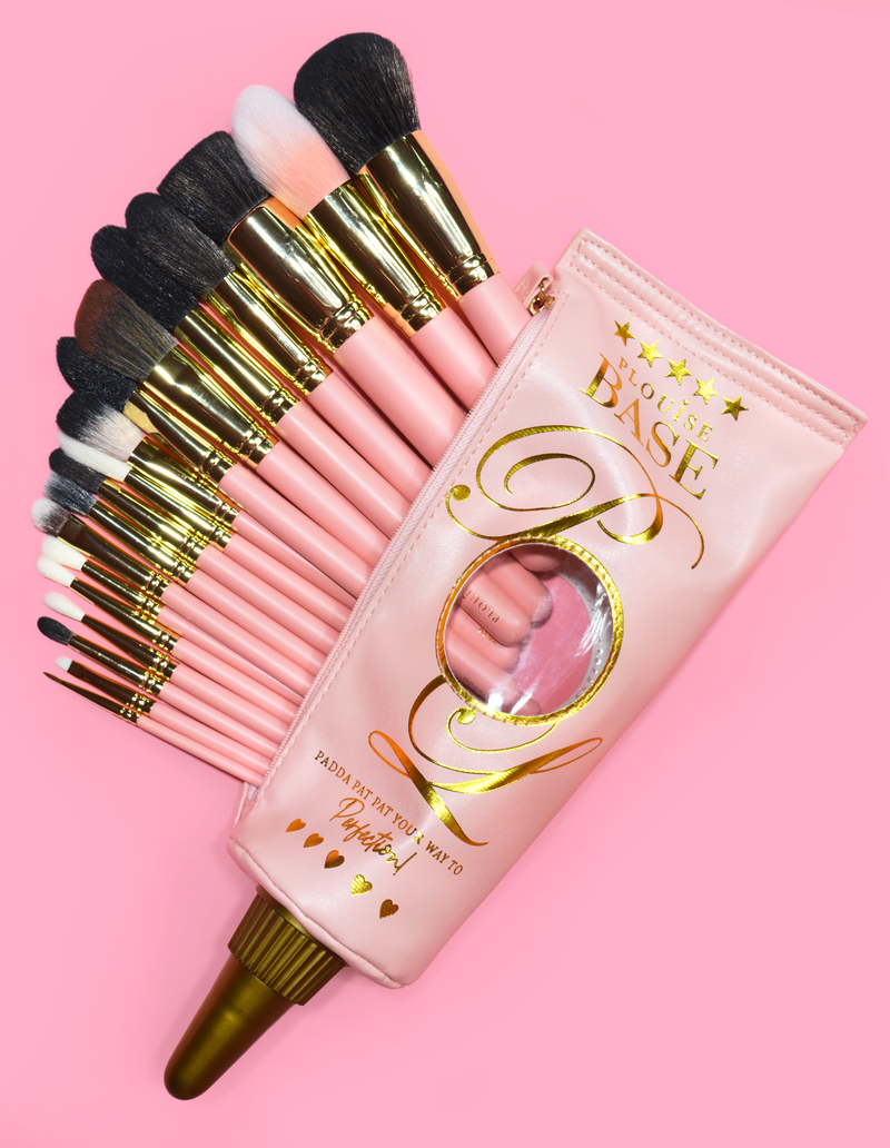 Complete 18-Piece Face & Body Brush Set With Makeup Bag