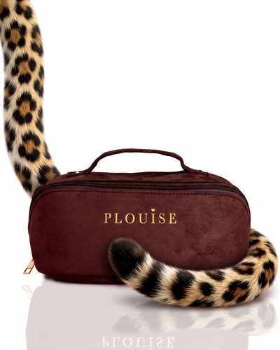 Cheetah Mode Faux Suede Makeup Bag