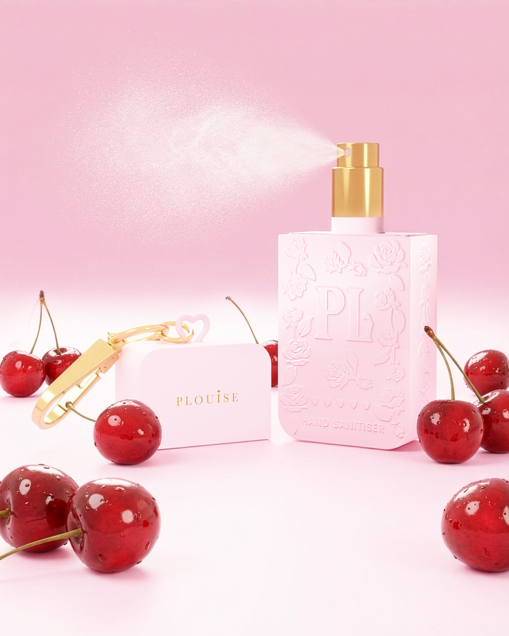 Spray désinfectant pour les mains cerise P.Louise rose