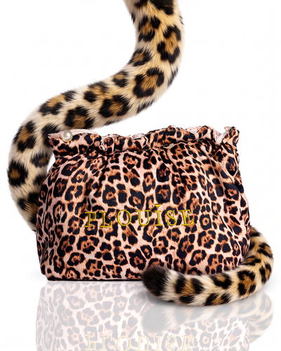 Cheetah Hot Hunt Leopard Print Frill Makeup Bag With Pearl Tassel