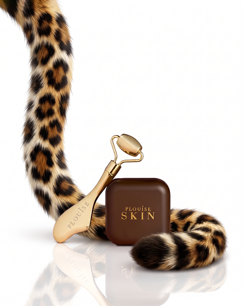 Cheetah Sculpt And Slide Face Mask, Gua Sha & Face Roller Set