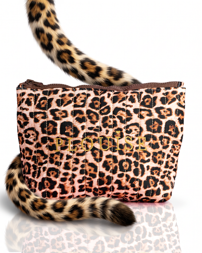 Trousse de maquillage brodée à imprimé léopard Cheetah Soft Savage