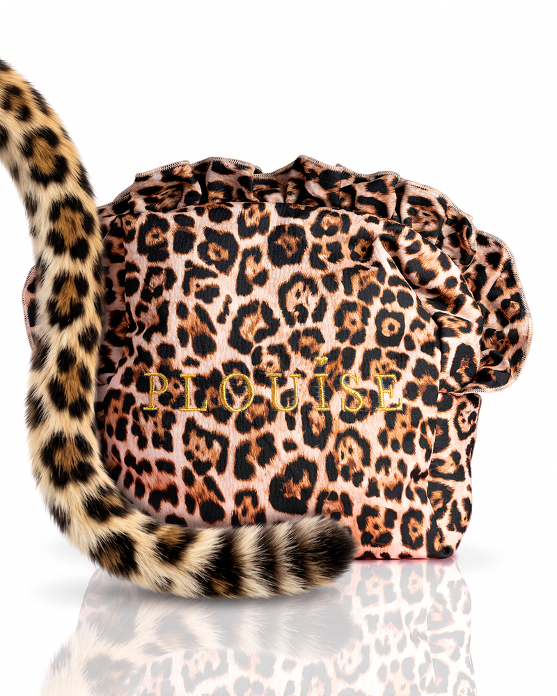 Cheetah Spotted Seduction Grande trousse de maquillage à volants et imprimé léopard