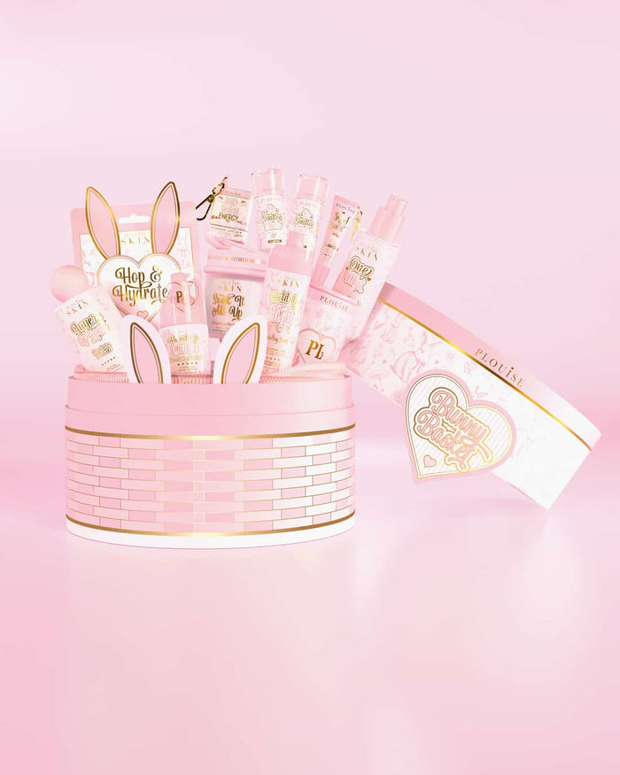 Panier de Pâques rose P.Louise avec motif oreilles de lapin