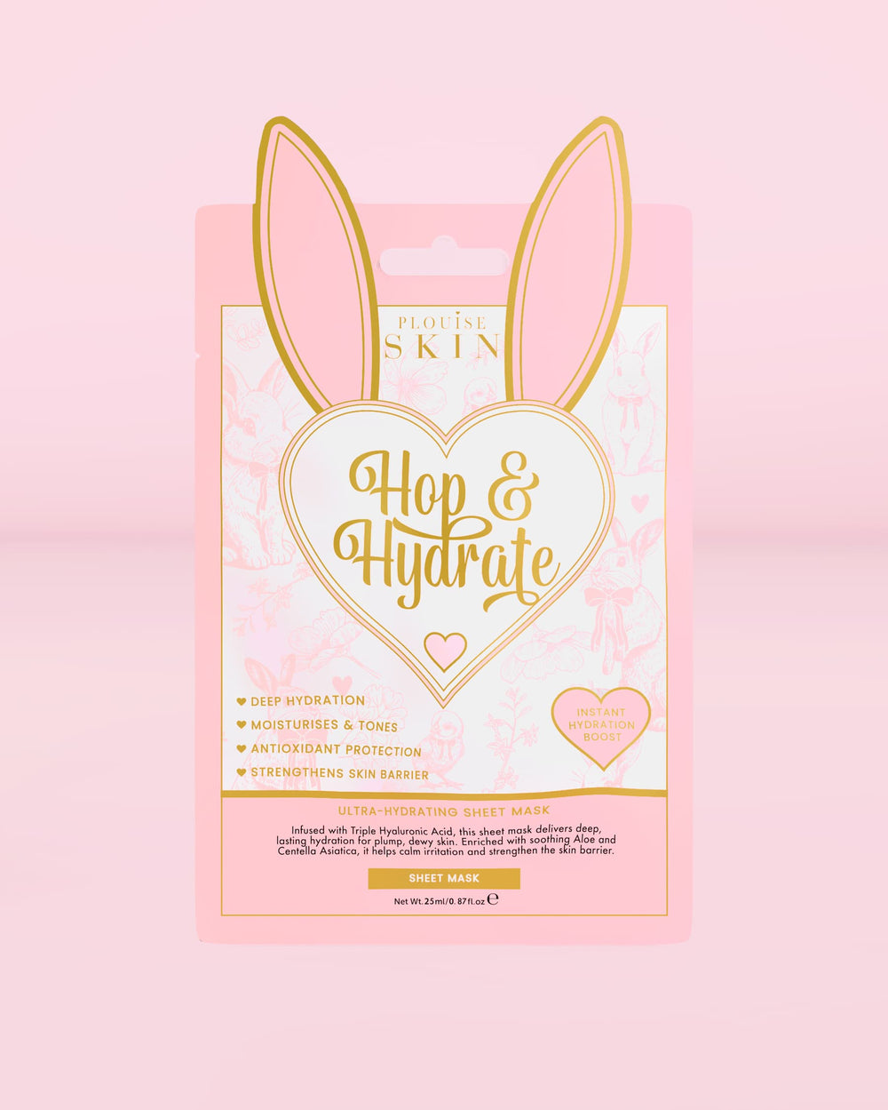 Pack rose de masque en tissu Hop & Hydrate en shortcake aux fraises
