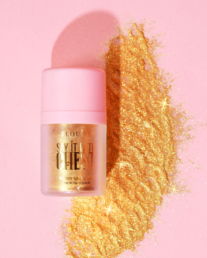 Dites-le avec des paillettes pour le corps ample sur la poitrine
