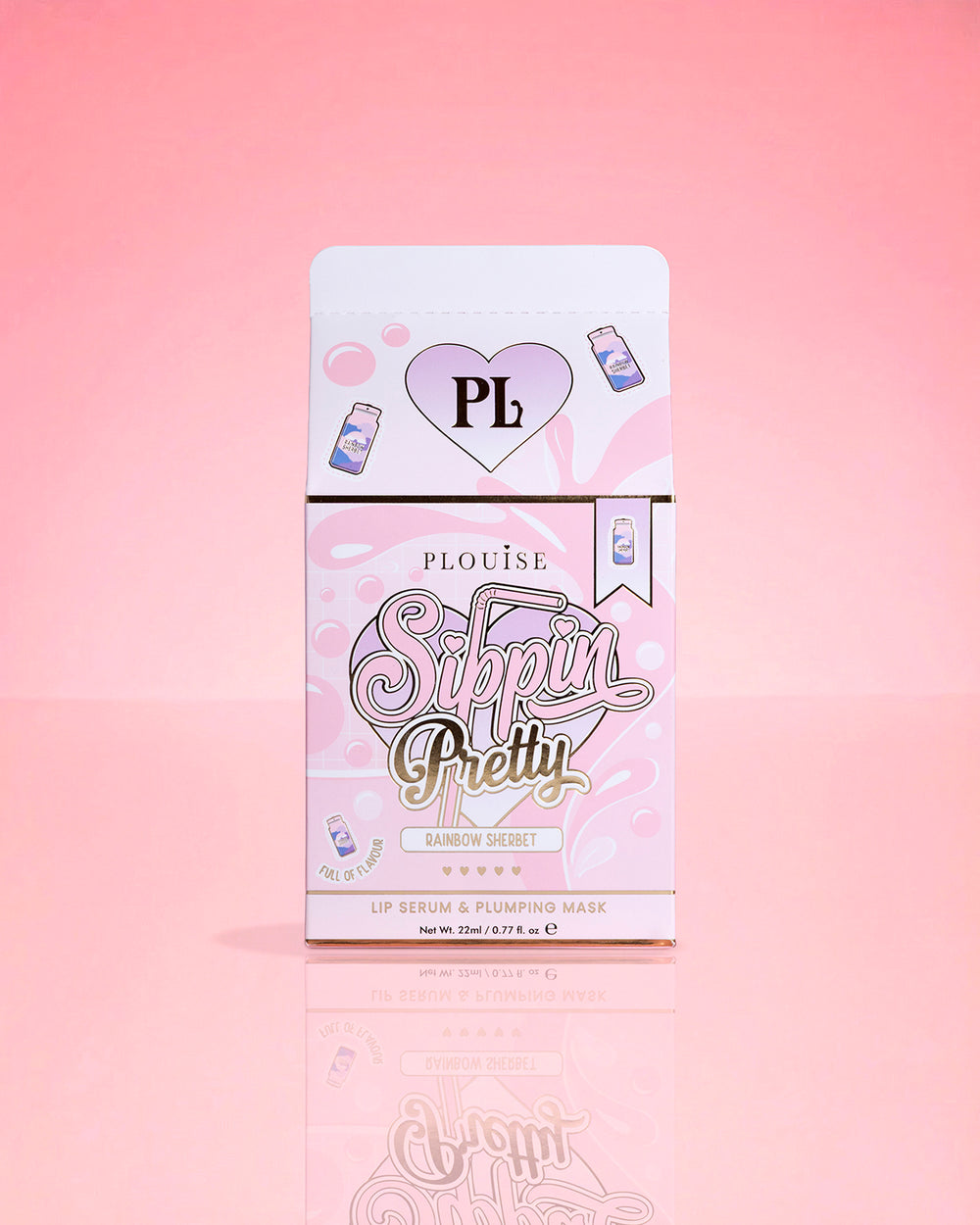 Duo de sérum et de traitement pour les lèvres Pretty Peptide P.Louise Sippin Emballage sorbet arc-en-ciel