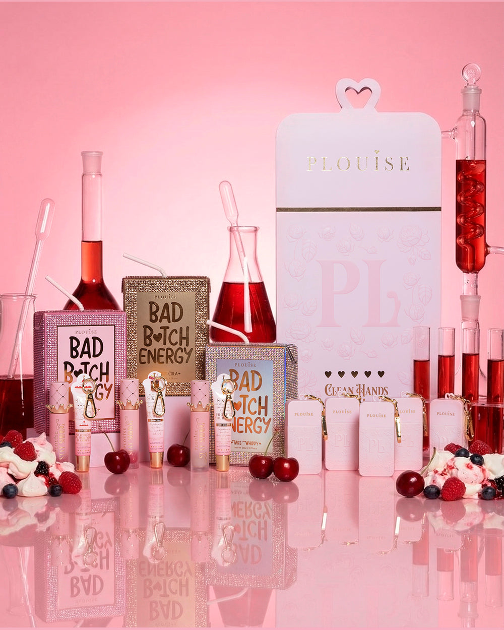 Coffret cadeau trio cristal pour les lèvres et spray nettoyant pour les mains
