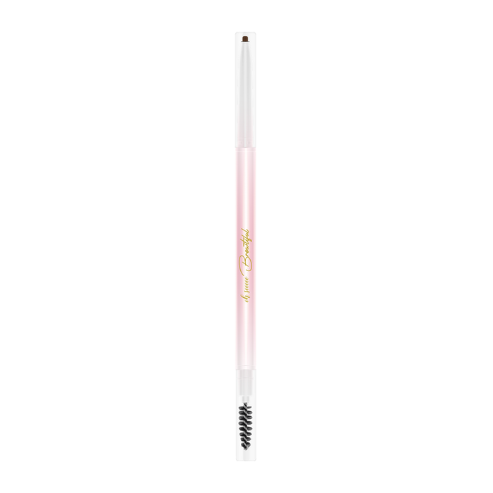 Crayon à sourcils rose P.Louise avec pinceau sur fond blanc